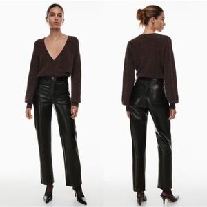 Aritzia | Wilfred The Melina Black Vegan Leather High Rise Pants